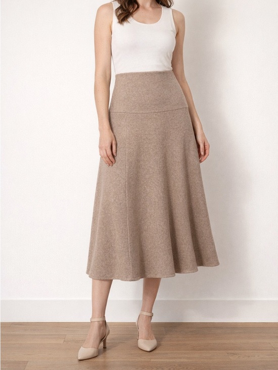 OGL Dresses & Skirts - High-Waist A-Line Midi Skirt in Taupe